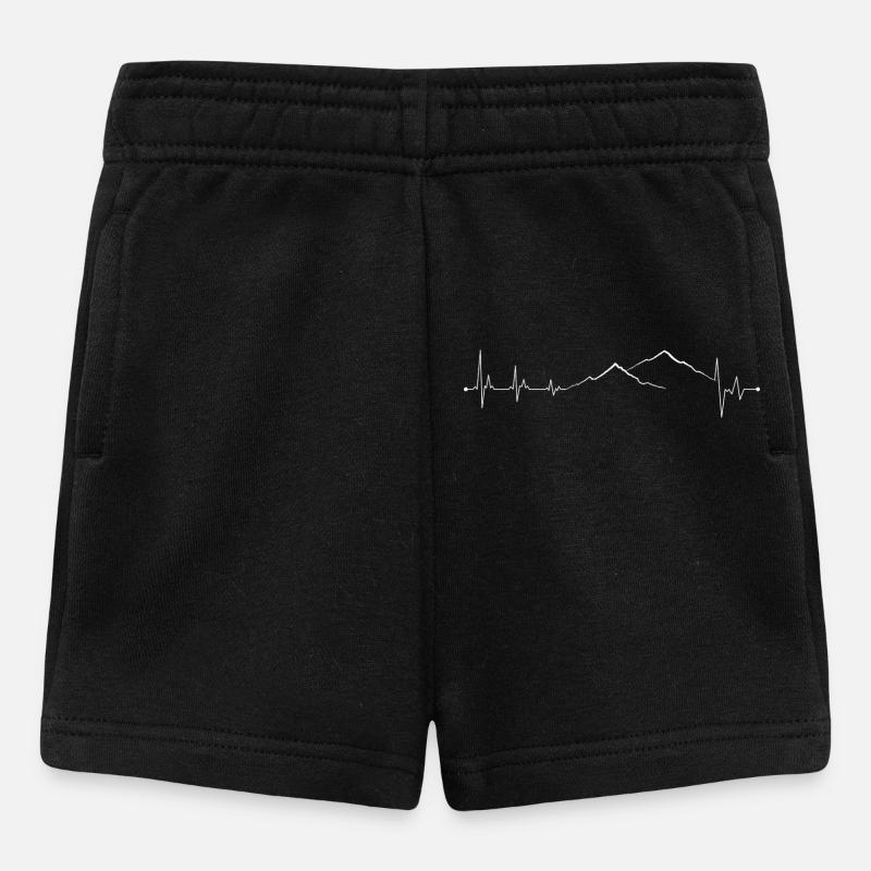Mountain Range with Heartbeat Line Design - Baby Shorts - black