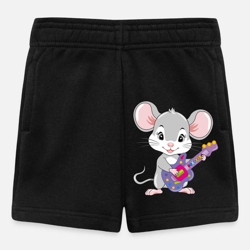 Drôle de petite souris joue de la guitare - Short Bébé - noir