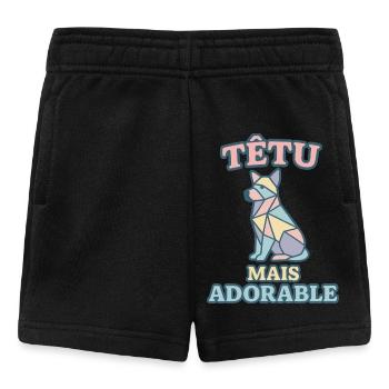 Têtu mais adorable – Chien géométrique pastel - Short Bébé - noir - Devant