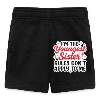 T-shirt « Les règles de la plus jeune sœur ne s'appliquent pas » - Short Bébé - noir - Devant