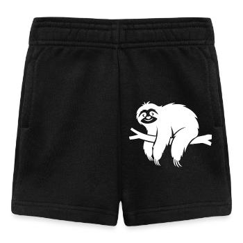 Minimalistisches Faultier entspannt auf einem Ast - Baby Shorts - Schwarz - Vorne