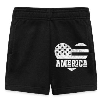 Amerika Flagge Herz Weiß - Baby Shorts - Schwarz - Vorne