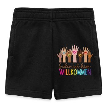 Jeder ist hier willkommen - Baby Shorts - Schwarz - Vorne