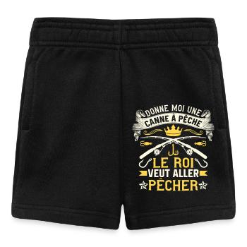 donne moi une canne à pêche Le roi veut pêcher - Short Bébé - noir - Devant