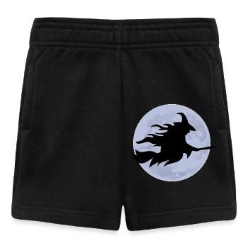 Sorcière volante sur balai devant la silhouette de la pleine lune - Short Bébé - noir - Devant