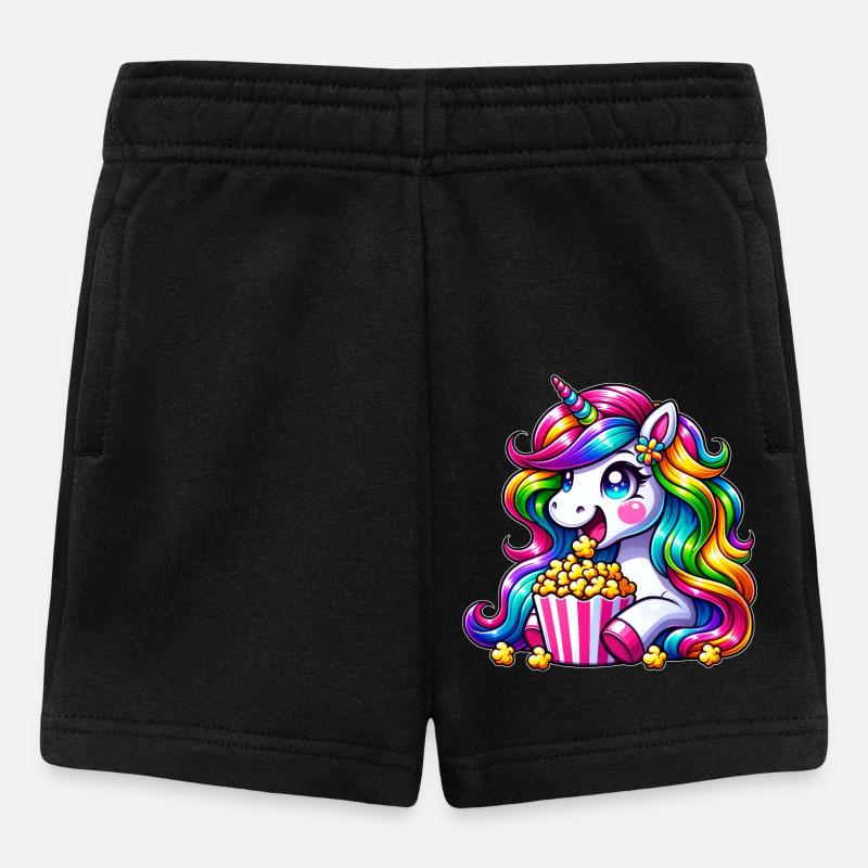 Licorne Popcorn Carnaval, Costume Arc-en-ciel - Short Bébé - noir