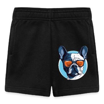 Bouledogue français avec lunettes de soleil - Short Bébé - noir - Devant