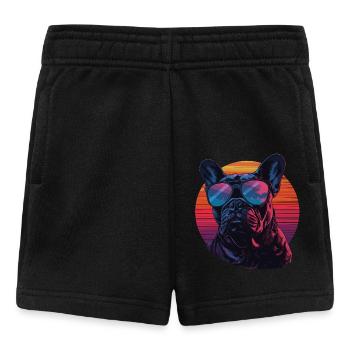 Bouledogue français avec lunettes de soleil - Short Bébé - noir - Devant