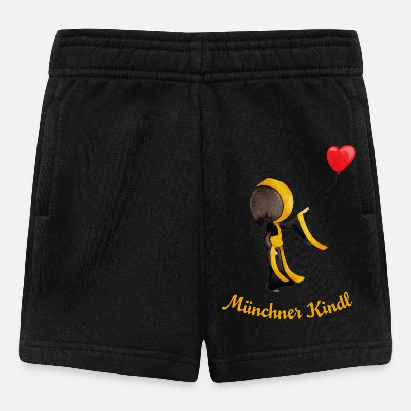 Münchner Kindl mit Herz-Luftballon - Baby Shorts - Schwarz