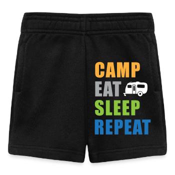 Camp Eat Sleep Repeat Wohnwagen in Farbe - Baby Shorts - Schwarz - Vorne