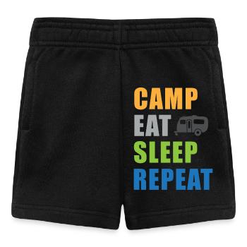 Camp Eat Sleep Repeat Wohnwagen in Farbe - Baby Shorts - Schwarz - Vorne