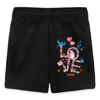 Floral Valentine's Day I LOVE you - Baby Shorts - black - Front