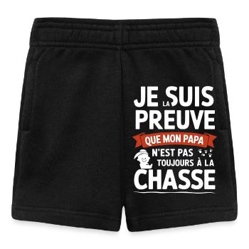 mon papa n'est pas toujours à la chasse - Short Bébé - noir - Devant