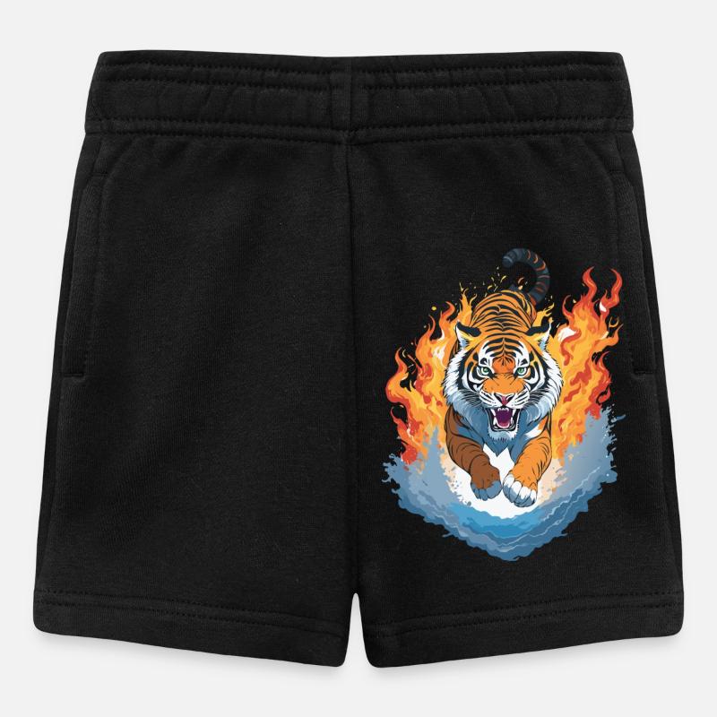 Flaming Tiger Jump - Baby Shorts - black