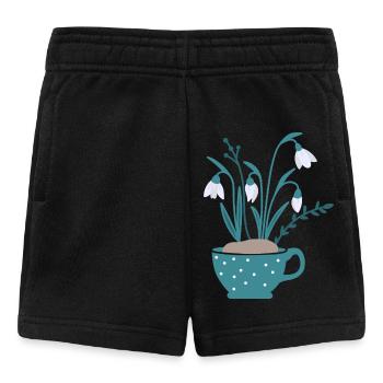 Schneeglöckchen in Tasse, farbig - Baby Shorts - Schwarz - Vorne