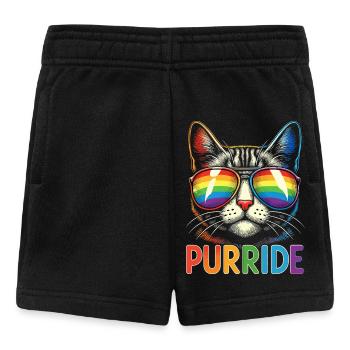 "Purrride" Coole Katze mit Regenbogen-Fliegerbrille - Baby Shorts - Schwarz - Vorne