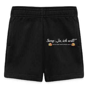 Sarg Ja, ich will, lustiger Spruch JGA, Heirat - Baby Shorts - Schwarz - Vorne