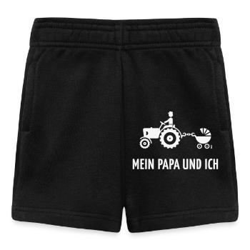 Mein Papa Und Ich (Bauer, Trecker & Kinderwagen,W) - Baby Shorts - Schwarz - Vorne