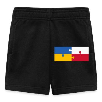 Ukraine Pologne Drapeau Puzzle - Short Bébé - noir - Devant