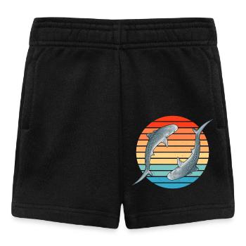 Tigerhai Retro Sonnenuntergang - Baby Shorts - Schwarz - Vorne