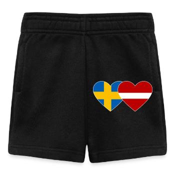 Sweden Latvia Flag Heart - Baby Shorts - black - Front