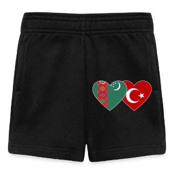 Turkmenistan Türkei Flagge Herz - Baby Shorts - Schwarz - Vorne