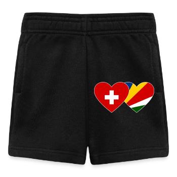 Switzerland Seychelles flag heart - Baby Shorts - black - Front