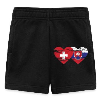 Schweiz Slowakei Flagge Herz used - Baby Shorts - Schwarz - Vorne