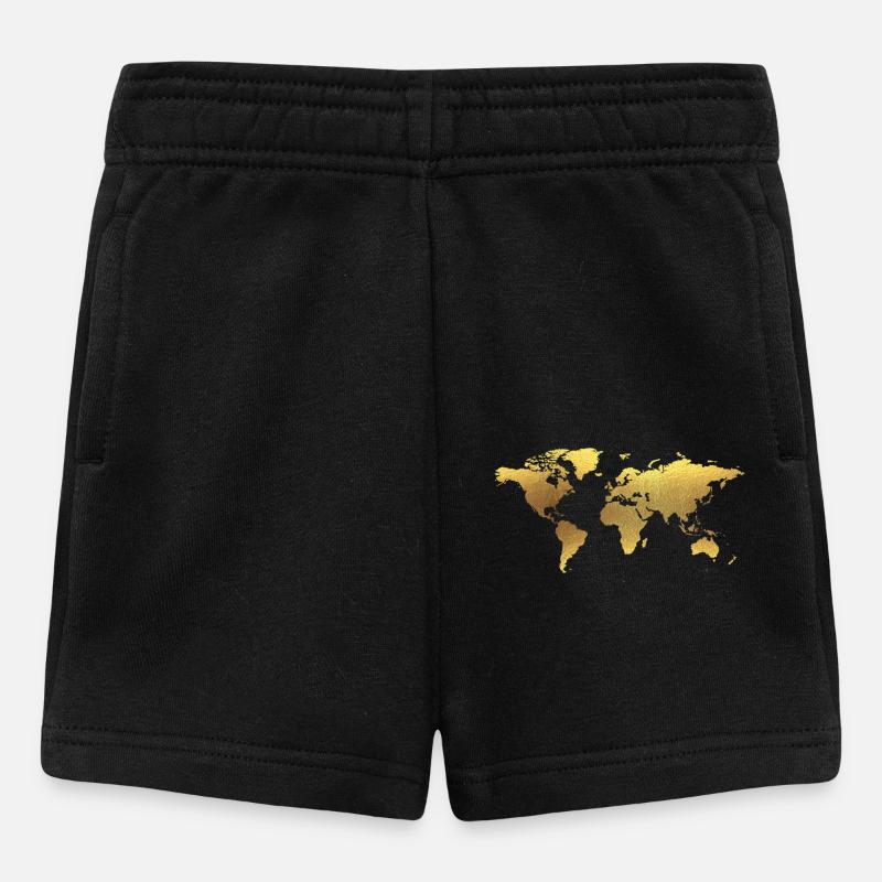 Carte du monde d'or - Short Bébé - noir