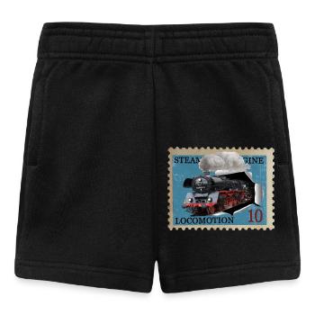 Steam locomotive stamp - Baby Shorts - black - Front