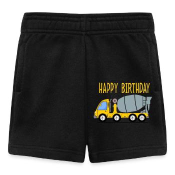 Concrete mixer Happy Birthday yellow - Baby Shorts - black - Front