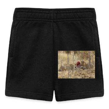 a pack of eating lions in Chobe National Park - Baby Shorts - black - Front