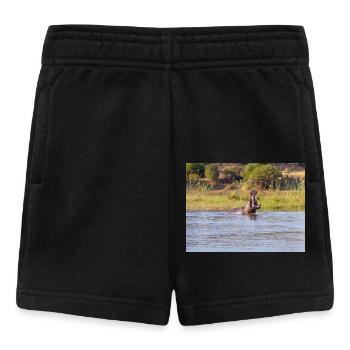 Landschaft am Fluss Cubango mit Nilpferden - Baby Shorts - Schwarz - Vorne