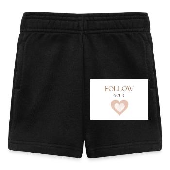 Follow Your Heart, Simple Brown Text and Heart - Baby Shorts - black - Front