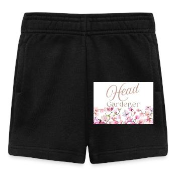 Head Gardener Elegant Script with Floral Border - Baby Shorts - black - Front