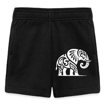Eleganter Tattoo Elefant mit großen Stoßzähnen - Baby Shorts - Schwarz - Vorne