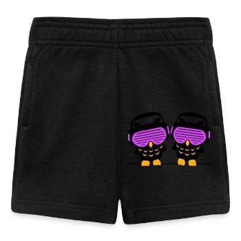 2 DJ Eulen Kopfhörer Musik hören Club Disko Party - Baby Shorts - Schwarz - Vorne
