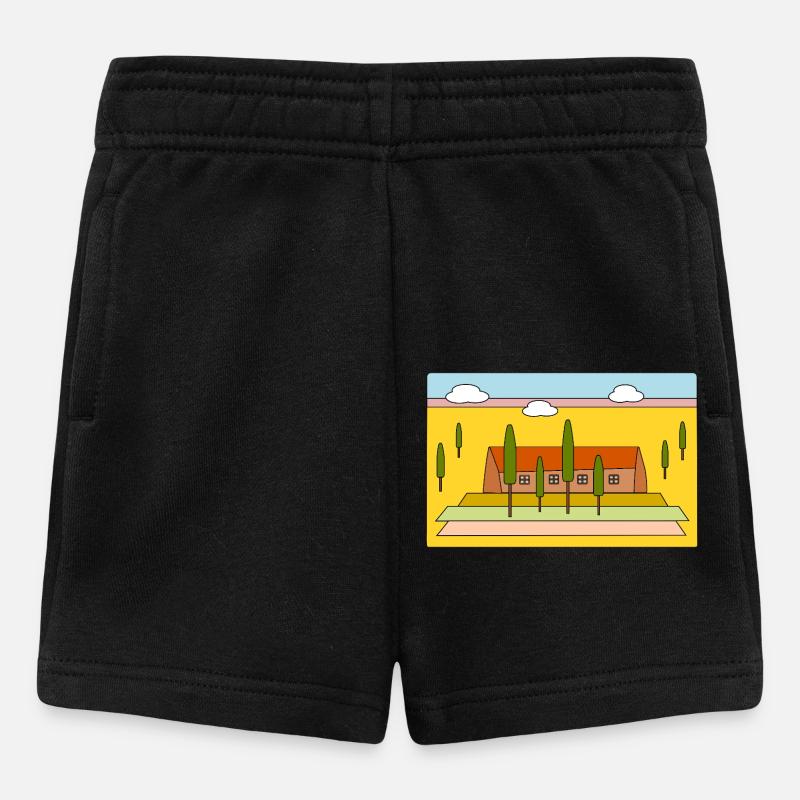 Landscape with cypress trees - Baby Shorts - black
