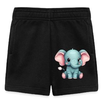 Süßer Sitzender Grauer Elefant - Baby Shorts - Schwarz - Vorne