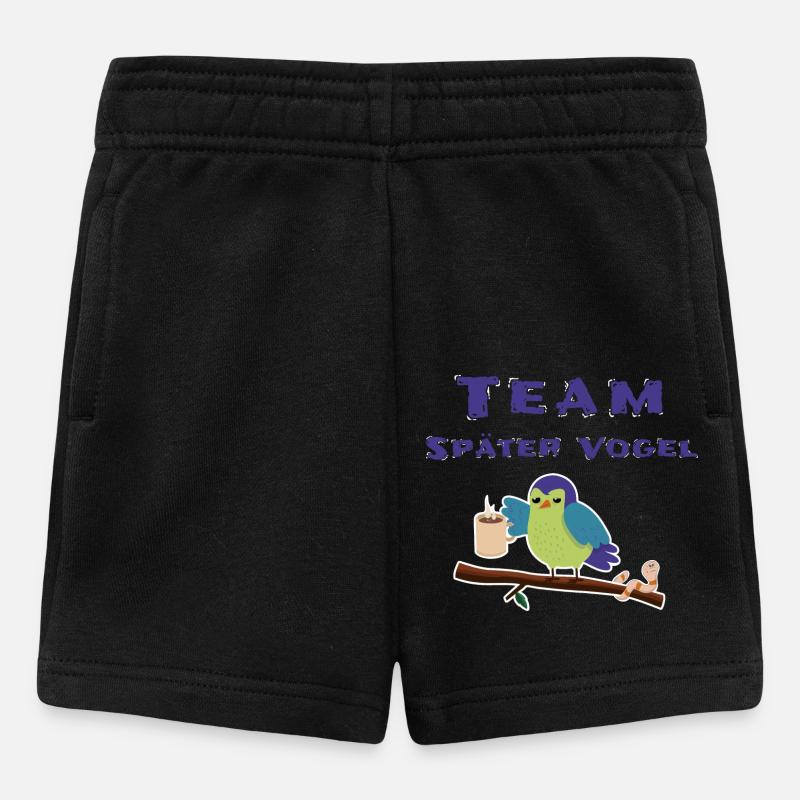Später Vogel Morgenmuffel Schlafshirt - Baby Shorts - Schwarz