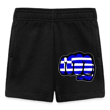 Grèce drapeau main poing - Short Bébé - noir - Devant
