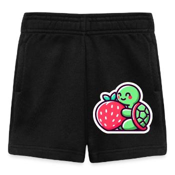 Cute Turtle Hugs a sweet Strawberry - Baby Shorts - black - Front
