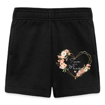 Brautteam Goldenes Herz Blumen - Baby Shorts - Schwarz - Vorne