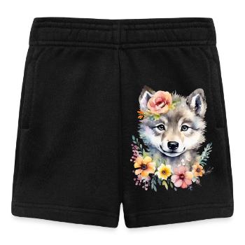 Wolf Wolfsjunges niedlich Wolfsbaby süß Aquarell - Baby Shorts - Schwarz - Vorne