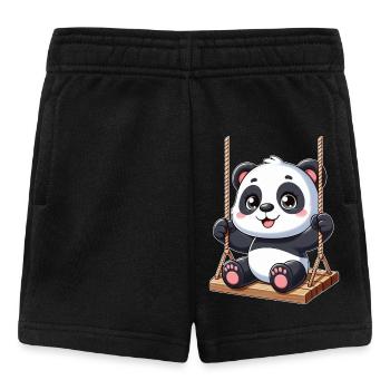 Panda on swing playground fun - Baby Shorts - black - Front