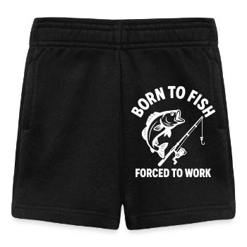 Born to Fish Forced to Work Fishing Humor - Baby Shorts - black - Front
