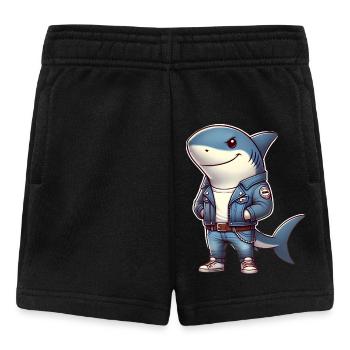 Cooler Hai im Jeansjacken-Design - Baby Shorts - Schwarz - Vorne