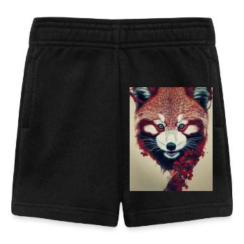 Red Panda as spiritual animal asia red flowers - Baby Shorts - black - Front