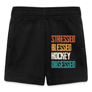 Stressed Hockey Obsessed - Baby Shorts - black - Front