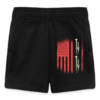 Amerikanische Flagge Mit Trompeten Motiv - Baby Shorts - Schwarz - Vorne